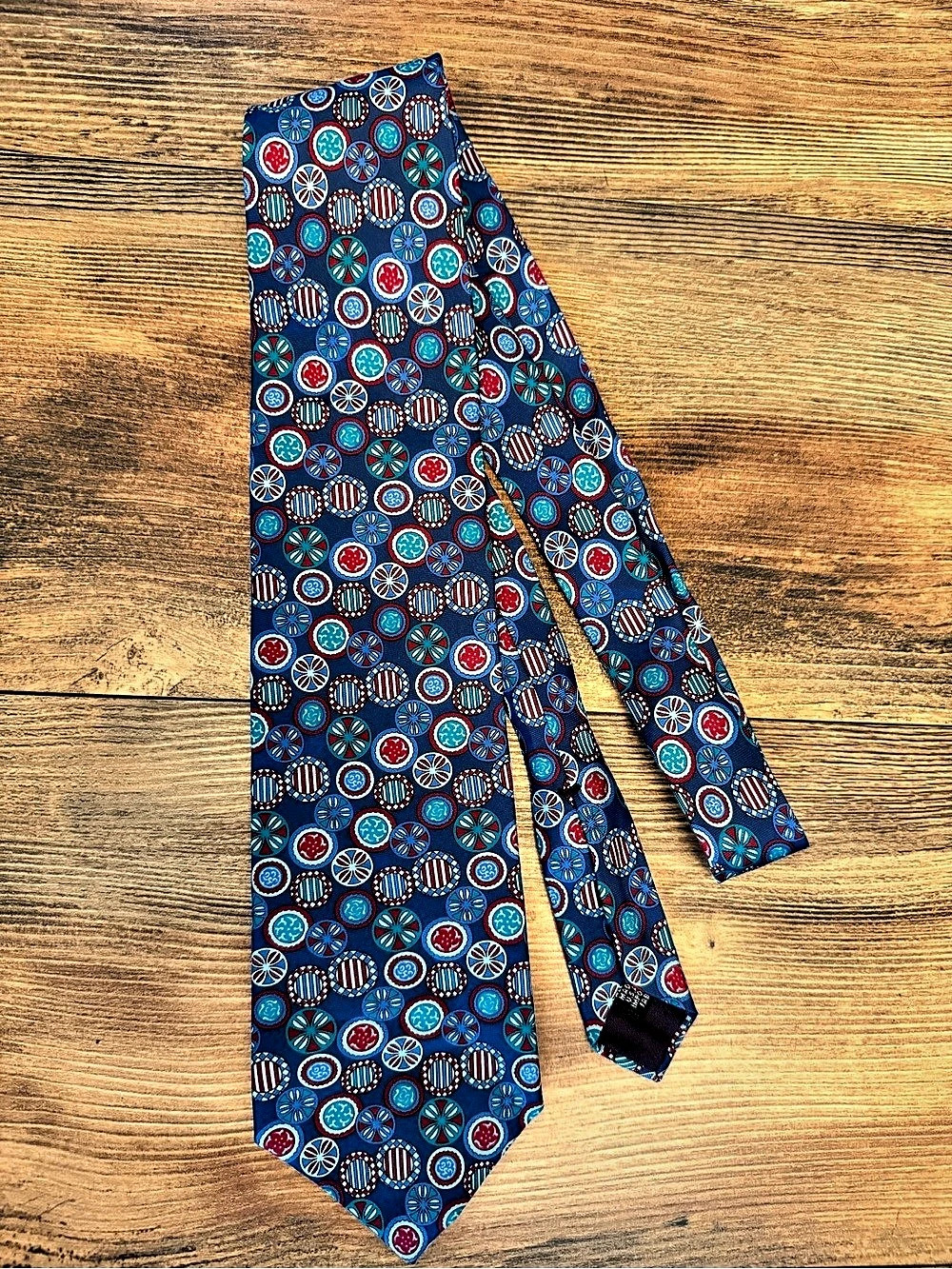 Christian Dior Men's Geometric Tie in Blue & Red